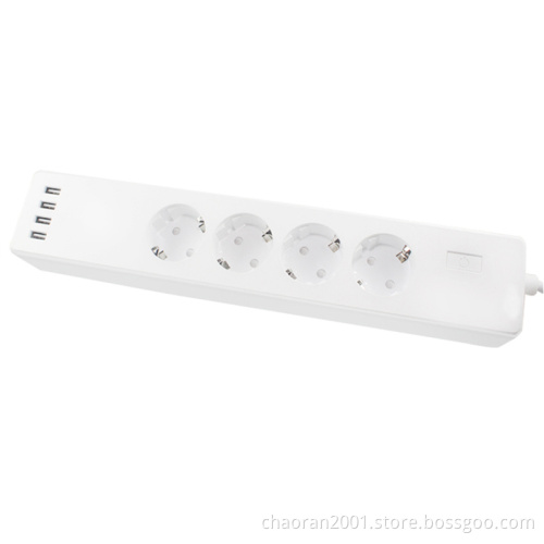 Eu Power Strip Power Extensions Strip Smart 4 Outlet Power Strip European Surge Protector TUYA